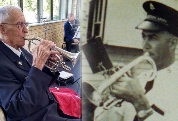 Gordon takes trusty music stand and cornet into retirement