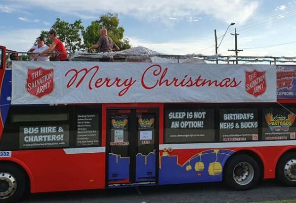 Cairns party bus drives home Christmas message 
