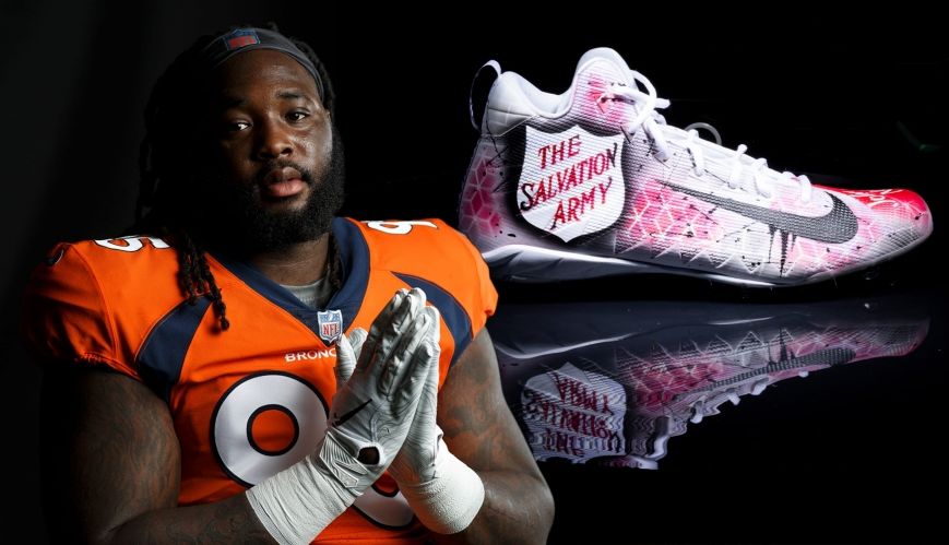 NFL star's boots a touchdown pass for vulnerable families 