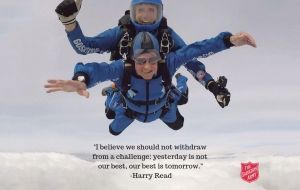 Commissioner Harry Read, 94, skydives for anti-trafficking and modern-slavery work