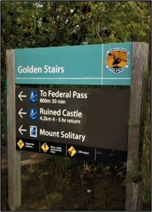 Golden stairs sign